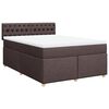 vidaXL Pat box spring cu saltea, maro &icirc;nchis, 160x200 cm, textil