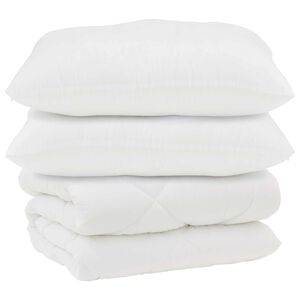 vidaXL Duvet cu perne cu pernă 3 pcs Alb Microfibră și Pene de Rață
