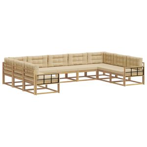 vidaXL Set de canapele de exterior cu pernă 9 pcs Alb și Bej