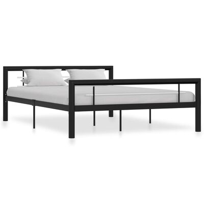 vidaXL Cadru de pat, negru și alb, 120 x 200 cm, metal