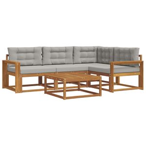 vidaXL Set de canapele de exterior 5 pcs Gri natural și deschis