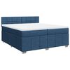 vidaXL Pat box spring cu saltea, albastru, 200x200 cm, textil