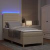 vidaXL Pat cu arc LED cu saltea cu headboard Crem 90 x 190 cm țesătură