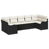 vidaXL Set de canapele pentru grădină 7 buc. Negru și alb Rattan poli