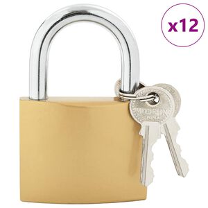 vidaXL U Lock cu Chei 12 pcs Alamă Fier