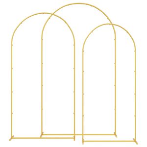 vidaXL Arc de nuntă 3 buc. Auriu 120 x 40 x 217 cm Oțel