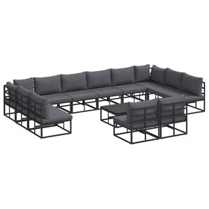 vidaXL Set de canapele pentru grădină 13 buc. Negru Aluminiu