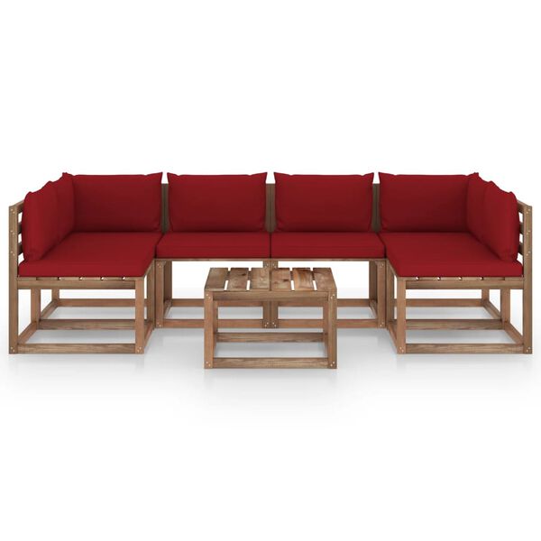 vidaXL Set mobilier de grădină cu perne, 7 piese, lemn de pin tratat