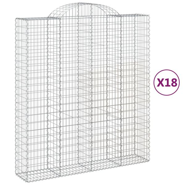 vidaXL Coșuri gabion arcuite, 18 buc 200x50x220/240cm, fier galvanizat