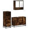 vidaXL Set mobilier de baie, 3 piese, stejar fumuriu, lemn prelucrat