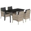 vidaXL Set mobilier de grădină cu perne, 5 piese gri deschis poliratan