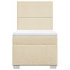 vidaXL Pat box spring cu saltea, crem, 80x200 cm, textil
