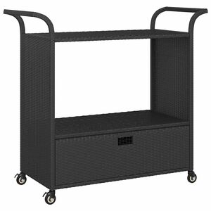 vidaXL Cărucior de bar cu sertar, negru, 100x45x97 cm, poliratan