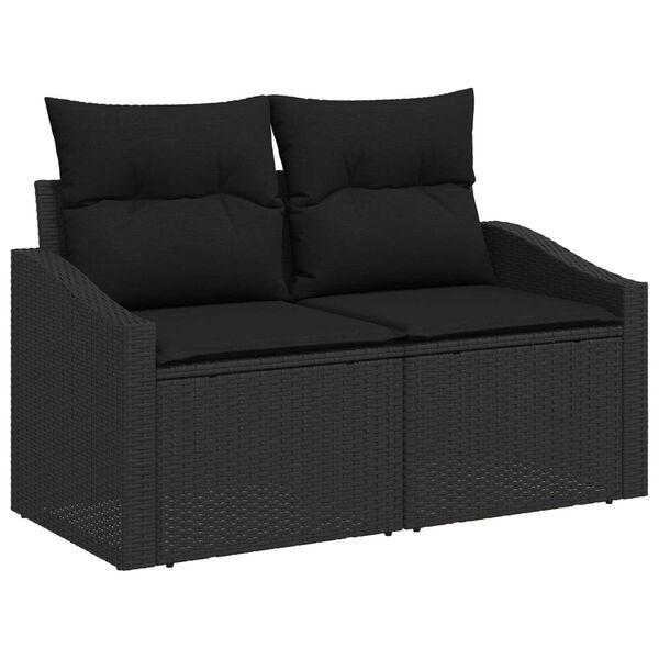 vidaXL Set de canapele pentru grădină cu pernă cu pernă 11 pcs Negru