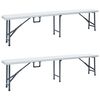 vidaXL Bănci de grădină pliabile, 2 buc., alb, 180 cm, HDPE