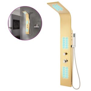 vidaXL Sistem panou de duș curbat, auriu, oțel inoxidabil 201