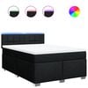 vidaXL Pat box spring cu saltea, negru, 140x190 cm, textil