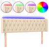 vidaXL Tăblie de pat cu LED, crem, 163x16x78/88 cm, textil