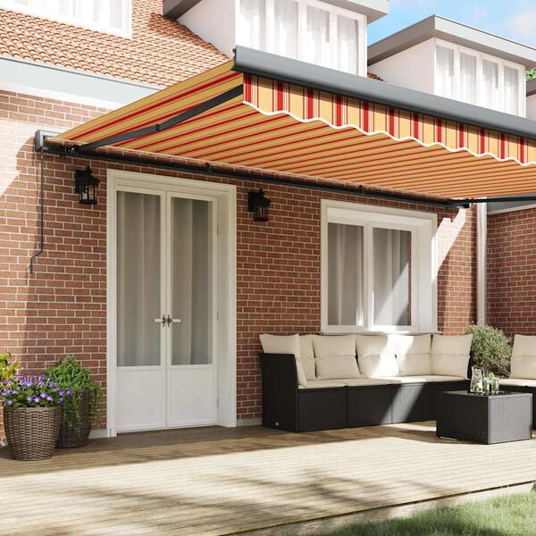 vidaXL Copertină retractabilă galben și alb, 4x3 m, textil și aluminiu