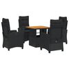 vidaXL Set mobilier de grădină cu perne, 5 piese, negru, poliratan