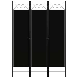 vidaXL Paravan de cameră cu 3 panouri, negru, 120 x 180 cm
