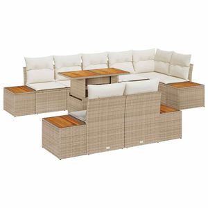 vidaXL Set de masă pentru grădină cu pernă 9 pcs Bej și crem