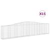 vidaXL Coșuri gabion arcuite 15 buc, 400x30x80/100 cm, fier galvanizat