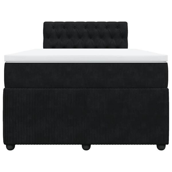 vidaXL Pat box spring cu saltea, negru, 120x190 cm, catifea