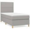 vidaXL Pat box spring cu saltea, gri deschis, 90x200 cm, textil