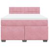 vidaXL Pat box spring cu saltea, roz, 140x190 cm, catifea