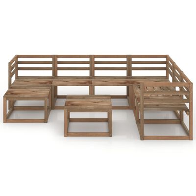 vidaXL Set mobilier de grădină, 8 piese, maro, lemn de pin tratat