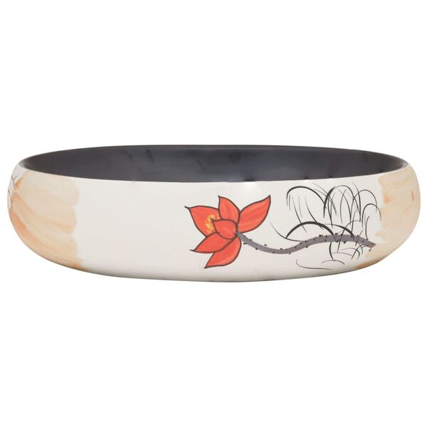 vidaXL Lavoar de blat, multicolor, 59x40x15 cm, ceramică, oval