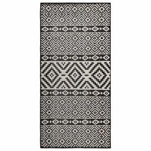 vidaXL Covor de exterior, dungi negre, 80x150 cm, țesătură plată