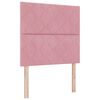vidaXL Pat cu arcuri cu saltea cu headboard Roz 190 x 90 cm Poliester