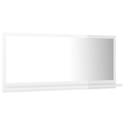 vidaXL Oglindă de baie, alb extralucios, 80 x 10,5 x 37 cm, PAL