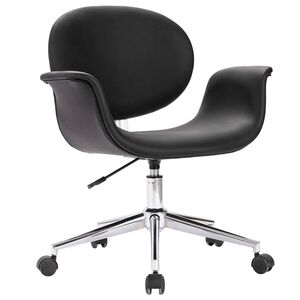 vidaXL Scaun pivotant de birou, negru, piele ecologică