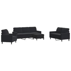 vidaXL Set de canapele cu perne, 4 piese, negru, catifea
