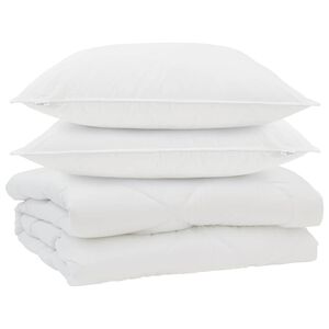 vidaXL Pilotă cu pernă 3 pcs Alb Microfibră