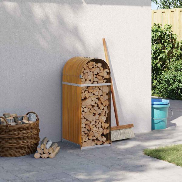 vidaXL Suport de bușteni, aspect de lemn, 40x45x100 cm, oțel galvanizat