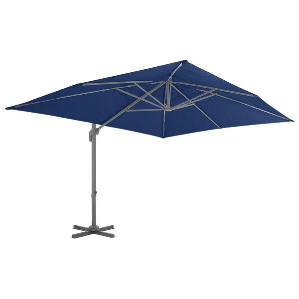 vidaXL Umbrelă &icirc;n consolă cu st&acirc;lp din aluminiu, albastru azur, 4x3 m