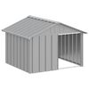 vidaXL Casă pentru c&acirc;ini, gri, 116,5x103x81,5 cm, oțel galvanizat