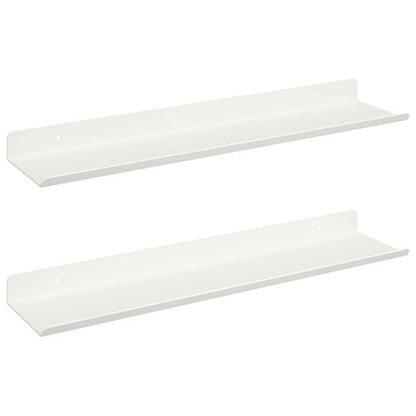 vidaXL Raft suspendat Pe perete 2 pcs Alb 100 x 9 x 2,5 cm Oțel