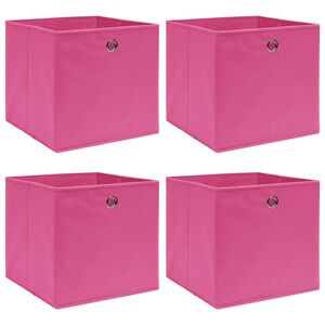 vidaXL Cutii de depozitare, 4 buc., roz, 32x32x32 cm, textil