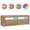 vidaXL Noptiere cu lumini LED, 2 buc.,Stejar artizanal, 60x35x40 cm