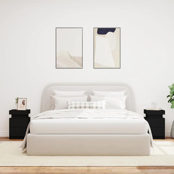 vidaXL Noptiere cu lumini LED, 2 buc., negru, 35x39x55 cm