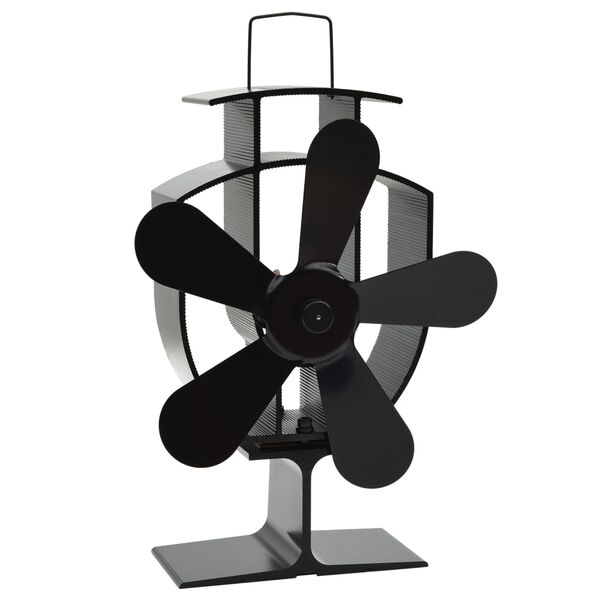 vidaXL Ventilator de sobă cu alimentare termică, 5 palete, negru
