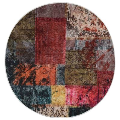 vidaXL Covor lavabil, mozaic multicolor, φ120 cm, antiderapant