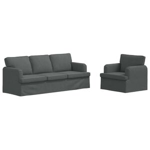 vidaXL Canapea 2 pcs Gri &icirc;nchis 144 x 80 x 85 cm țesătură