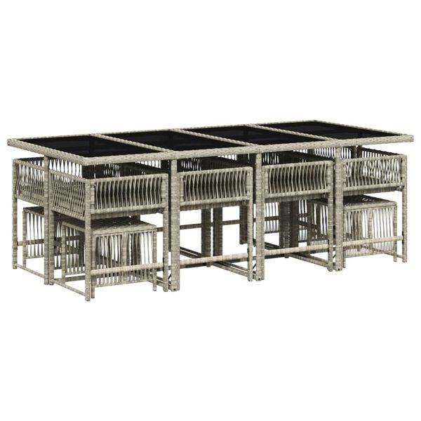 vidaXL Set mobilier de grădină cu perne 13 piese gri deschis poliratan