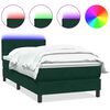 vidaXL Pat cu arcuri cu saltea și LED, verde &icirc;nchis, 100x220 cm, catifea